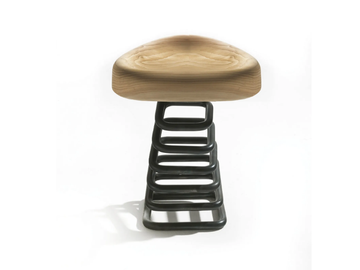 MOLLA - Low solid ceda rwood stool with iron base by Riva 1920 - view 3
